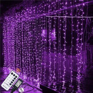 LED Curtain String Lights, 9.8 x 9.8 ft, 8 Modes Plug in Halloween Fairy Light